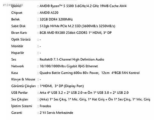 İkinci El ve Sıfır Alışveriş / Bilgisayar / Masaüstü / Modeller / Quadro