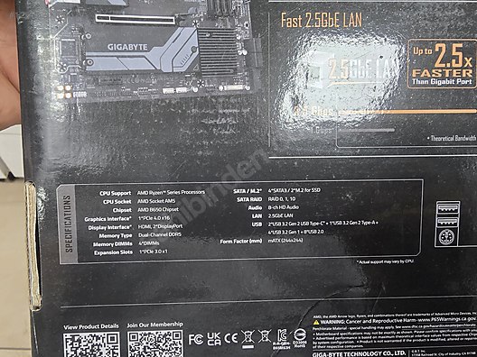 Masaüstü Bilgisayar - Anakart GİGABYTE B650M DS3H AM5 SOKET ANAKART SIFIR KULLANIMSİZ Anakart Anakart