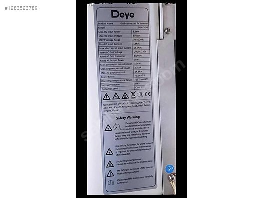 Güneş Enerjisi Sistemi - Deye marka 3 kW