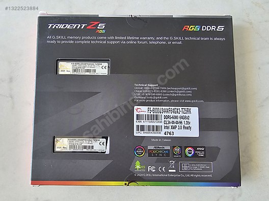 GSKILL 128 GB (64×2) TRIDENT Z5 RGB DDR5 6000MHZ CL34 DUAL RAM
