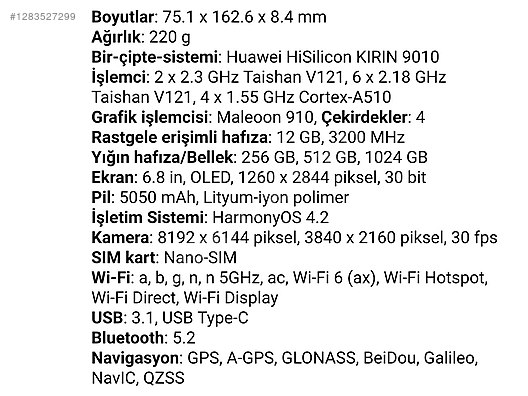 İkinci El ve Sıfır Alışveriş / Cep Telefonu & Aksesuar / Cep Telefonu / Huawei / Pura 70 Pro