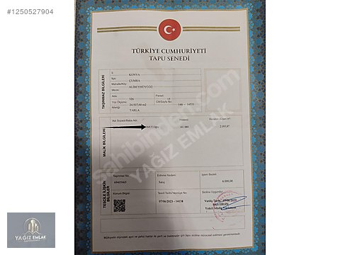 YAĞIZ EMLAK'TAN ÇUMRA ALİBEYHÜYÜĞÜNDE 2.095 M'2...