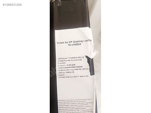 HP / hp r5 8645hs rtx 4060 8gb 120 Watt sahibinden.comda - 1296531206