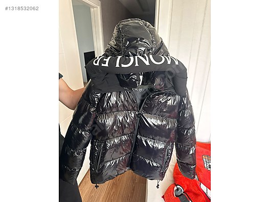Moncler Siyah Kapüşonlu Şişme Mont - Moncler Erkek Mont & Kaban