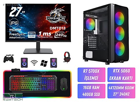 Toplama / Kampanyalı Full Set | R7 5700X 16GB 480GB RTX 5060 27