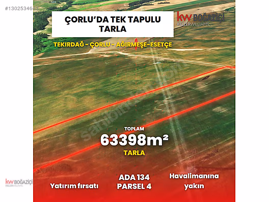 İSTANBUL SINIRINDA 63 DÖNÜM TEK TAPU YOL CEPHELİ YATIRIM ARAZİSİ