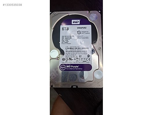 WD Purple WD60PURZ 6 TB hard disk sifir gibi cok temiz sahibinden