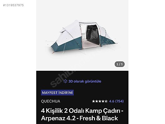 4 Kişilik 2 Odalı Kamp Çadırı- Arpenaz 4.2 - Fresh & Black