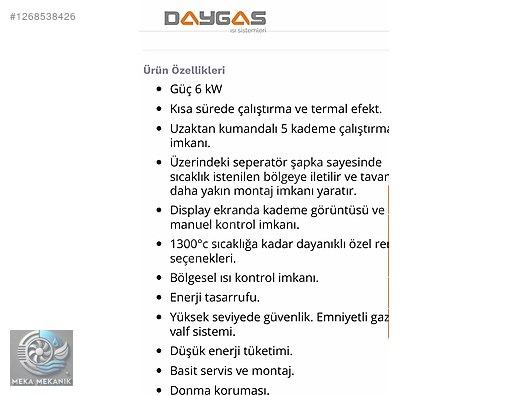Daygas Seramik Radyant - Açık Alan Isıtma Ürünleri