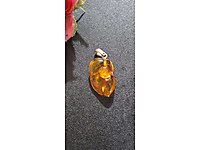 Gümüş Aparatlı Hakiki Damla Kehribar Kolye Ucu