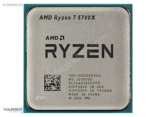 AMD RYZEN 7 5700X 8 ÇEKİRDEK 3.40 GHz KUTUSUZ FANSIZ İŞLEMCİ