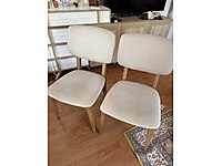 Gerçek ağaç ahşap sandalye puflu