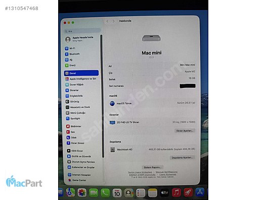Apple / Mac Mini M2 2023 16 Ram 512 SSD sahibinden.comda - 1310547468