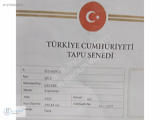 ŞİLE AĞVA ÇELEBİ MAH. SATILIK YATIRIMLIK TARLA #1279548503