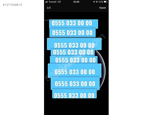 İkinci El ve Sıfır Alışveriş / Cep Telefonu & Aksesuar / Numara / Turkcell