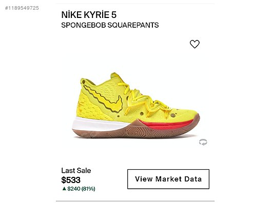 Nike kyrie 5 Spongebob at sahibinden 1189549725