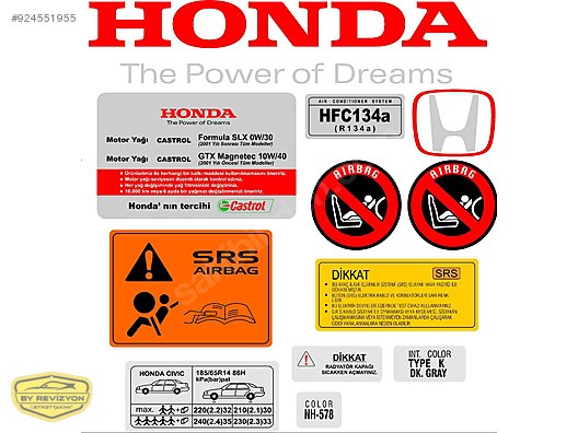 otomobil arazi araci dis aksesuar honda civic etiket takimi sahibinden comda 924551955