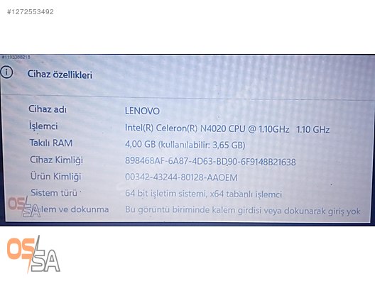 Lenovo İdeapad 3 15IGL05 GS453/GS553 NM-C961 REV:1.0 Anakart