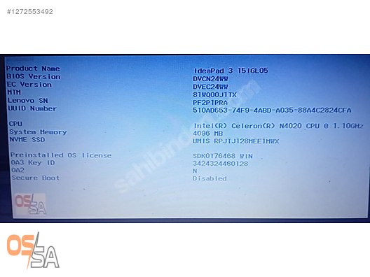 Lenovo İdeapad 3 15IGL05 GS453/GS553 NM-C961 REV:1.0 Anakart