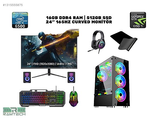 Toplama / İ5 6500 Gtx 1050ti 4Gb | 16GB Ram 512GB SSD 24'' 165Hz