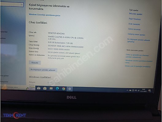 İkinci El ve Sıfır Alışveriş / Bilgisayar / Dizüstü (Notebook) / Laptop / Dell