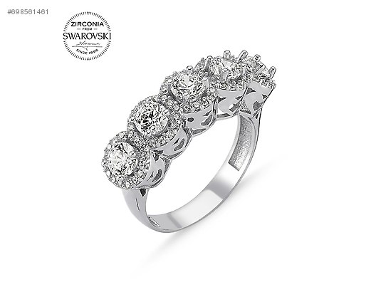 5 Tas Yuzuk Sari Altin Swarovski Zirconia Tk02739