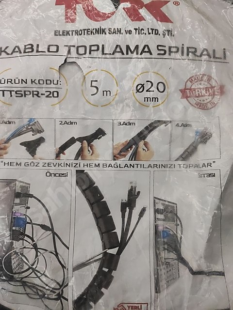 5 metre uzunluk 20mm genişlik Kablo Toplama Spirali