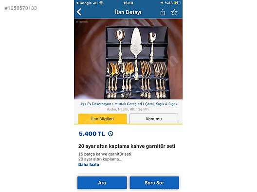 İkinci El ve Sıfır Alışveriş / Ev Dekorasyon / Mutfak Gereçleri / Takımlar