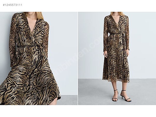 Halter Dresses Maxi Dress Robe Kaki Mango MANGO LEOPAR DESENLİ BAĞ