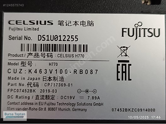 FUJITSU CELSIUS H770 Xeon E3-1505M v6 ,Quadro 4GB M2200 15900TL - Alışveriş :: Sıfır, İkinci El Ürünlerle sahibinden.com'da