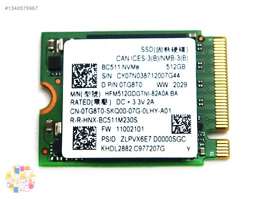 SK hynix M.2(2280) 512GB ② SK Hynix HFM512GDGTNI-82A0A 512GB NVMe M.2 SSD Dell PN 0TG8T0