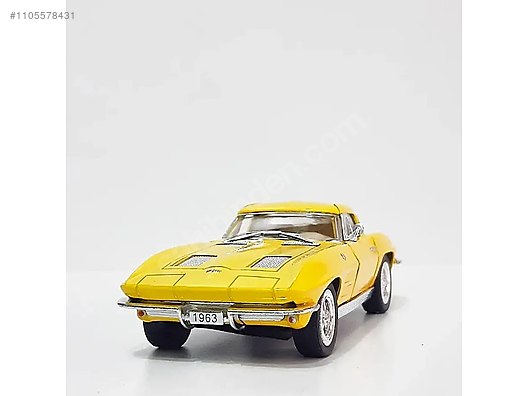 ÖLÇEK KİNSMART LİSANSLI 1963 CHEVROLET CORVETTE SARI RENK at