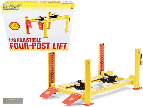 ミニカー GREENLIGHT 1:18 Four-Post Lift GreenLight Diecast Model Diorama Set - 1315580321