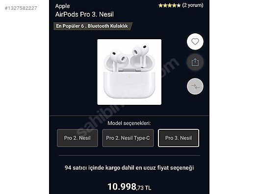 3分クッキング24時間スペシャル AirPodsPro2 Airpods pro 3 sahibinden.comda - 1327582227