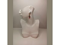 kiraz deseneli ve mavi küçük küpe