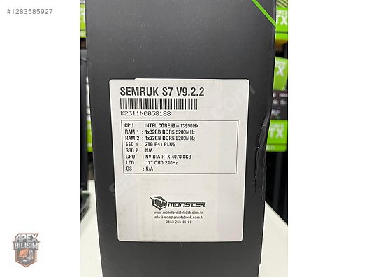 İkinci El ve Sıfır Alışveriş / Bilgisayar / Dizüstü (Notebook) / Laptop / Monster