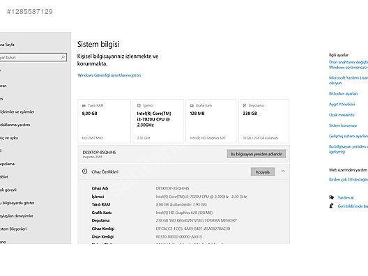 İkinci El ve Sıfır Alışveriş / Bilgisayar / Dizüstü (Notebook) / Laptop / Dell