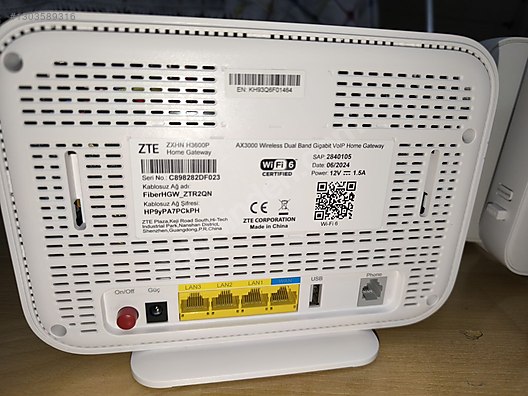 ZTE ZXHN H3600P AX3000 GİGABİT WİFİ-6 FİBER MODEM 06.2026 tarihi