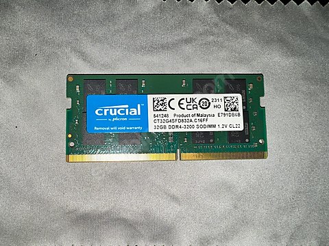 【中古】Crucial 32GB DDR4 3200MHz SODIMM① Crucial 32GB DDR4 3200MHz Laptop RAM Sıfır Ayarında sahibinden