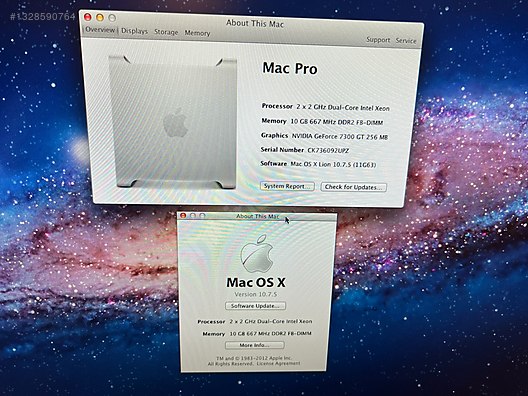 Apple / APPLE MAC PRO A1186 10 GB RAM 2 TB DISK DUAL CORE XEON