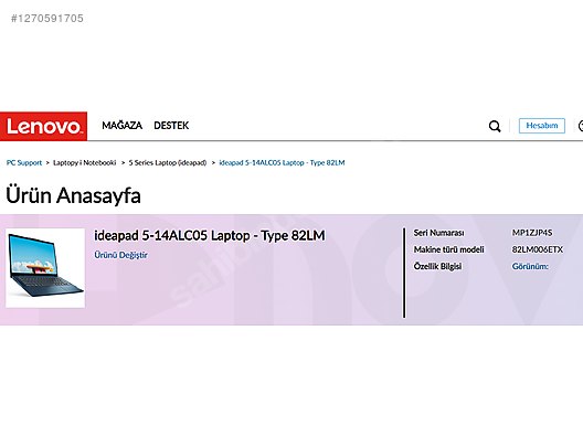 Lenovo IdeaPad (Ryzen 7, 8GB RAM, 512GB SSD) İlan ve