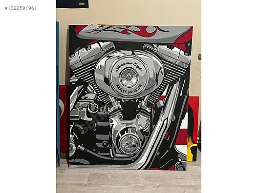 Harley Davidson Tuval üzerine akrilik boya Tablo 120 cm x 100 cm