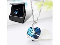 SWAROVSKI MAVİ TAŞLI KALP KOLYE SIFIR YENİ