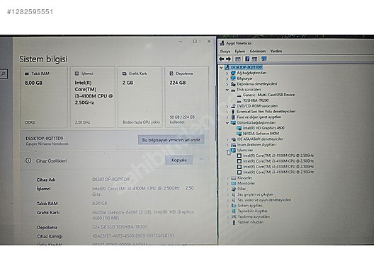 İkinci El ve Sıfır Alışveriş / Bilgisayar / Dizüstü (Notebook) / Laptop / Casper