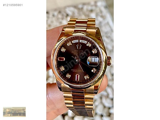 Rolex ROLEX DAY DATE 36 ROSE GOLD CHOCO DIAMOND AND RUBY DIAL 118205 sahibinden da 1210595901