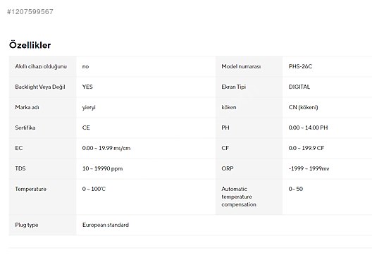 İkinci El ve Sıfır Alışveriş / Teknik Elektronik / Test & Ölçüm Cihazı / PH Ölçer