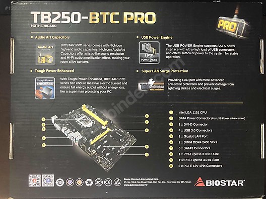 Biostar TB250-BTC Pro LGA 1151 Soket Anakart - Anakart ve Tüm Masaüstü Bilgisayar Parçaları sahibinden.com'da