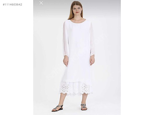 İtalyan beyaz İpek elbise astarlı oversize - Özel Dikim Elbise