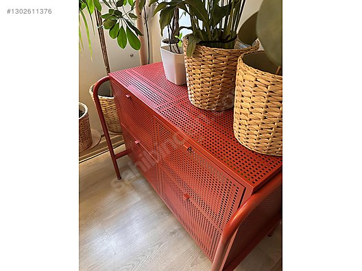 Chiffonier / ikea NIKKEBY 4 Çekmeceli Metal Şifonyer Kırmızı on