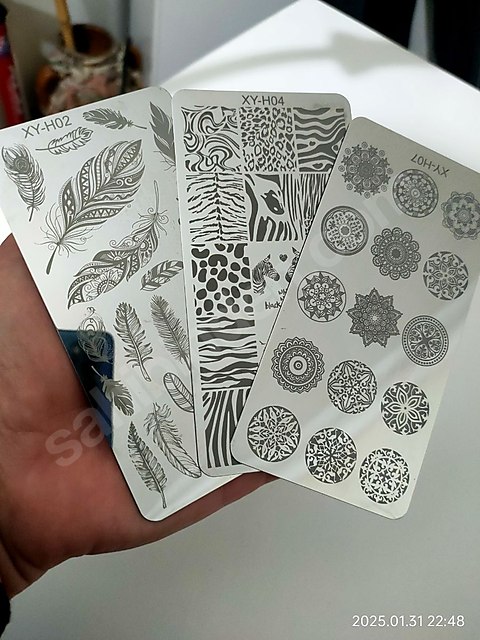 Protez Tırnak Stamping Desen için Metal Plaka 3 adet